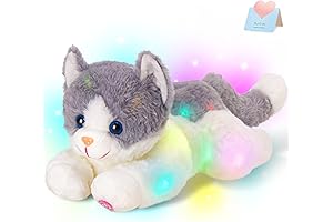 Houwsbaby 15" Gray Light-Up Kitty Stuffed Animal for Kids