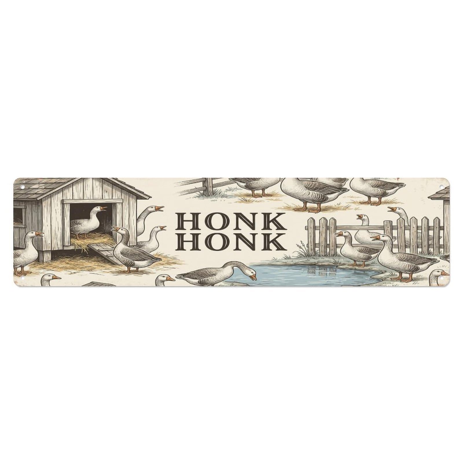 Vintage Coop Honk Goose Farmhouse Funny Goose Backyard Farm Metal Tin Sign Plaque Wall Decor for Cafe, Club, Garden Metal Poster 4x16Inch