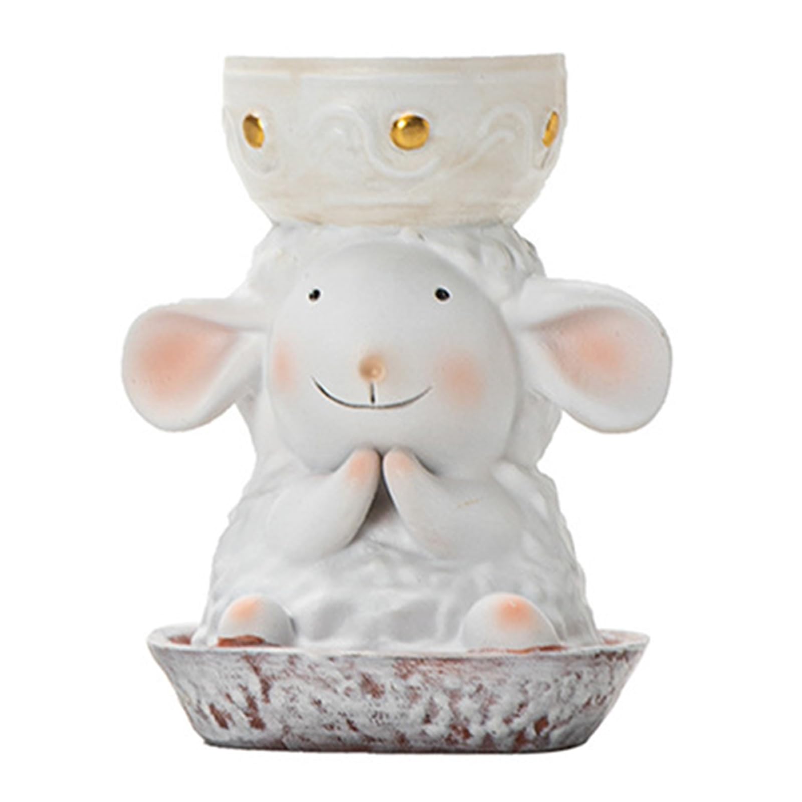 Xjdzineq Festives Lamb Sheep Resins Tealight Holder Stand for Eid Holiday Wedding Tabletop Decoration Home Decors Accent Resins Tealight Holder