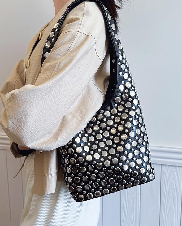 Studded Purse Shoulder Bag for Women Y2K Purse Underarm Handbag Dot Rivet Punk Tote Bag Small Shoulder Handbags Streetwear3