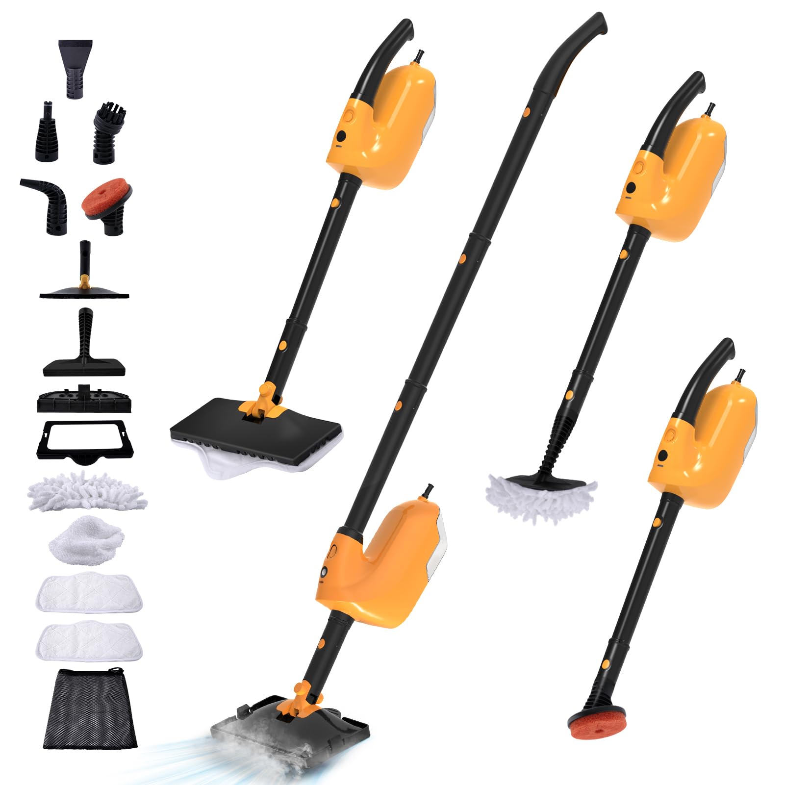 GHORA Steam Mop All-in-one Handheld Steam Cleaner with 13 Attachments 23FT Cord 11 83OZ Removable Tank Adjustable Height
