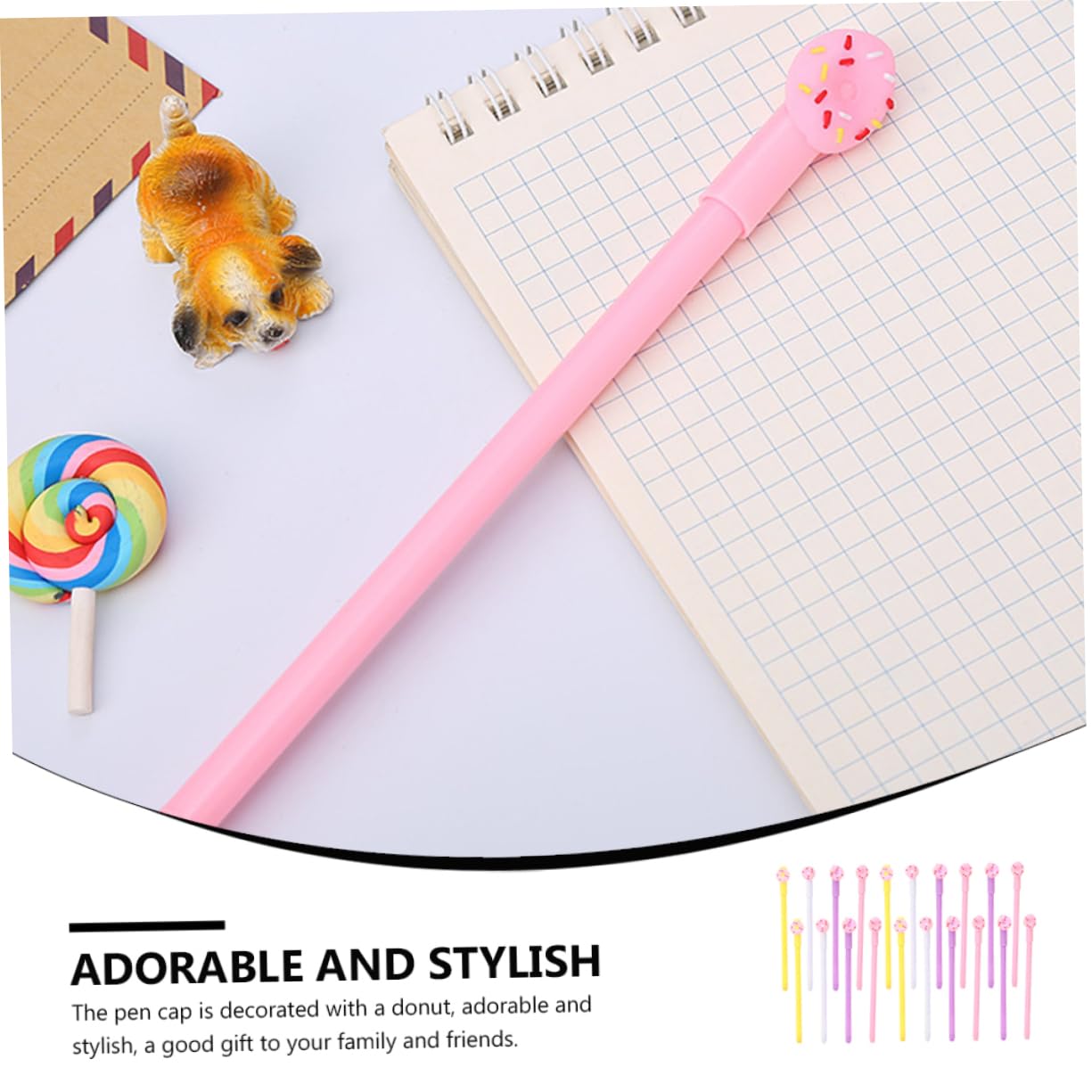NUOBESTY 40pezzi Penne Gel Cartoon Forma Di Donut Cancelleria Creativa Per Studenti Stile Misto Penne Neutre Per Scrittura
