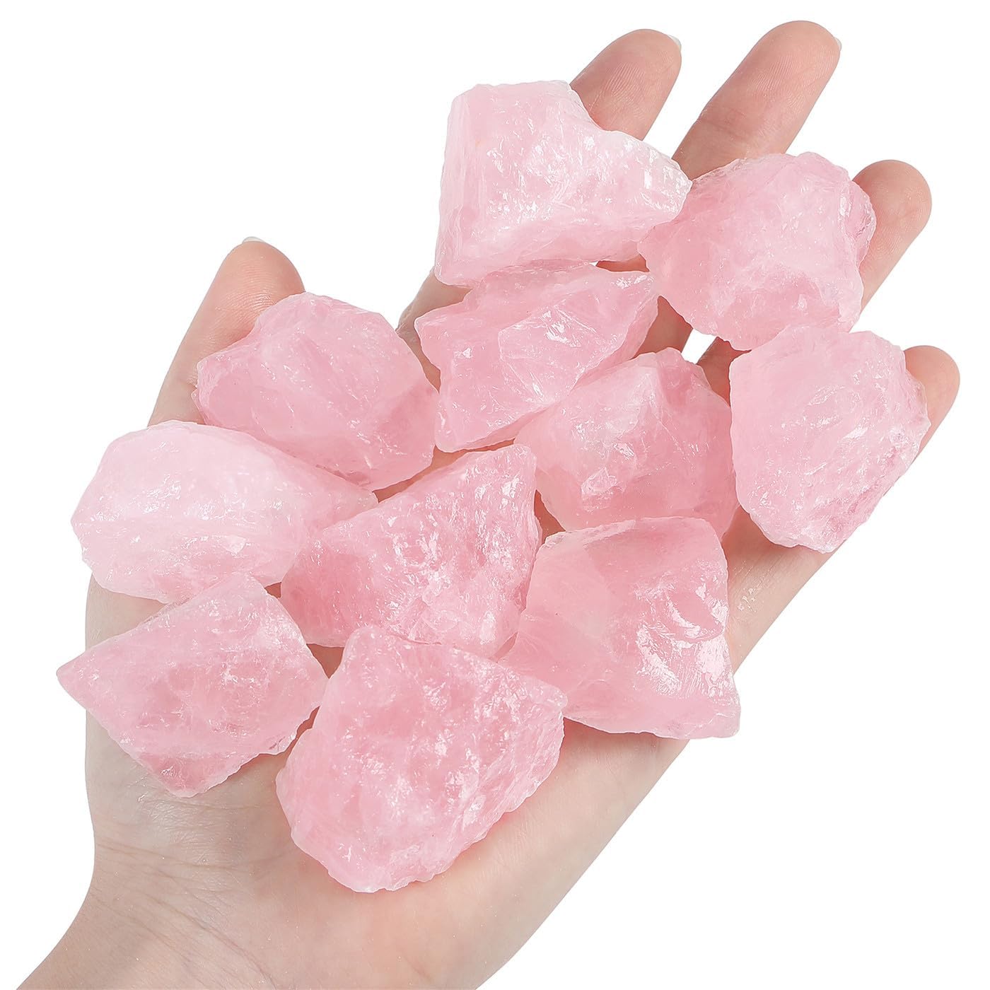 Rose Quartz Natural Rough Stones Crystal: 300g Raw Crystals Large 2" Bulk Healing Quartz Rocks Gemstones for Reiki Wrapping Polishing Tumbling Cabbing Fountain Decoration Wicca Reiki Stone (0.66lb)