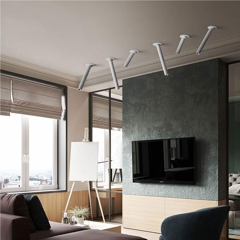 Faretti Incasso Soffitto LED Moderni, Faretto Asta Lunga Orientabile 360° | Faretti Direzionali Incassati, Illuminazione D’accento per Cucina, Corridoio, Soggiorno(White-3000k,H 20CM)