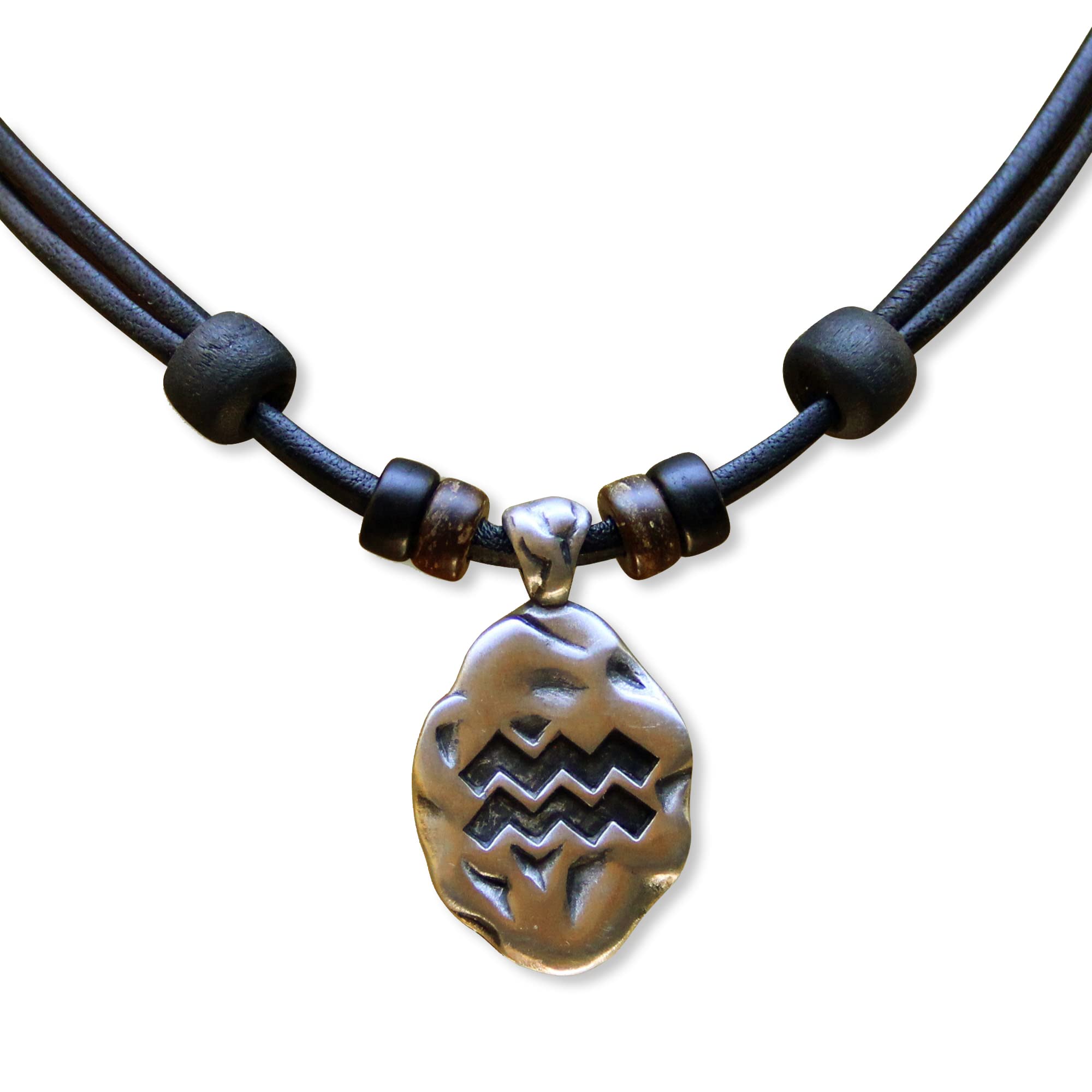 HANA LIMA 1 von 12 Sternzeichen Tierkreiszeichen an verstellbarer Halskette Horoskop Horoscope Lederkette Surferkette K - Wassermann (Aquarius) / 21. Januar - 19. Februar