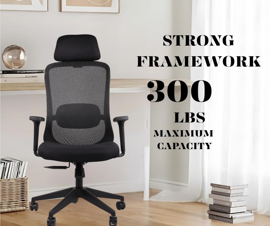 Image of Hawk Ergonomic High-Back Mesh Office Chair | Adjustable Height | Revolving / Study / Work from Home Chair (WFH) /Computer / Desk Chair | Back Lumbar Support | Ergonomic Chair | Tilting | Arm Support