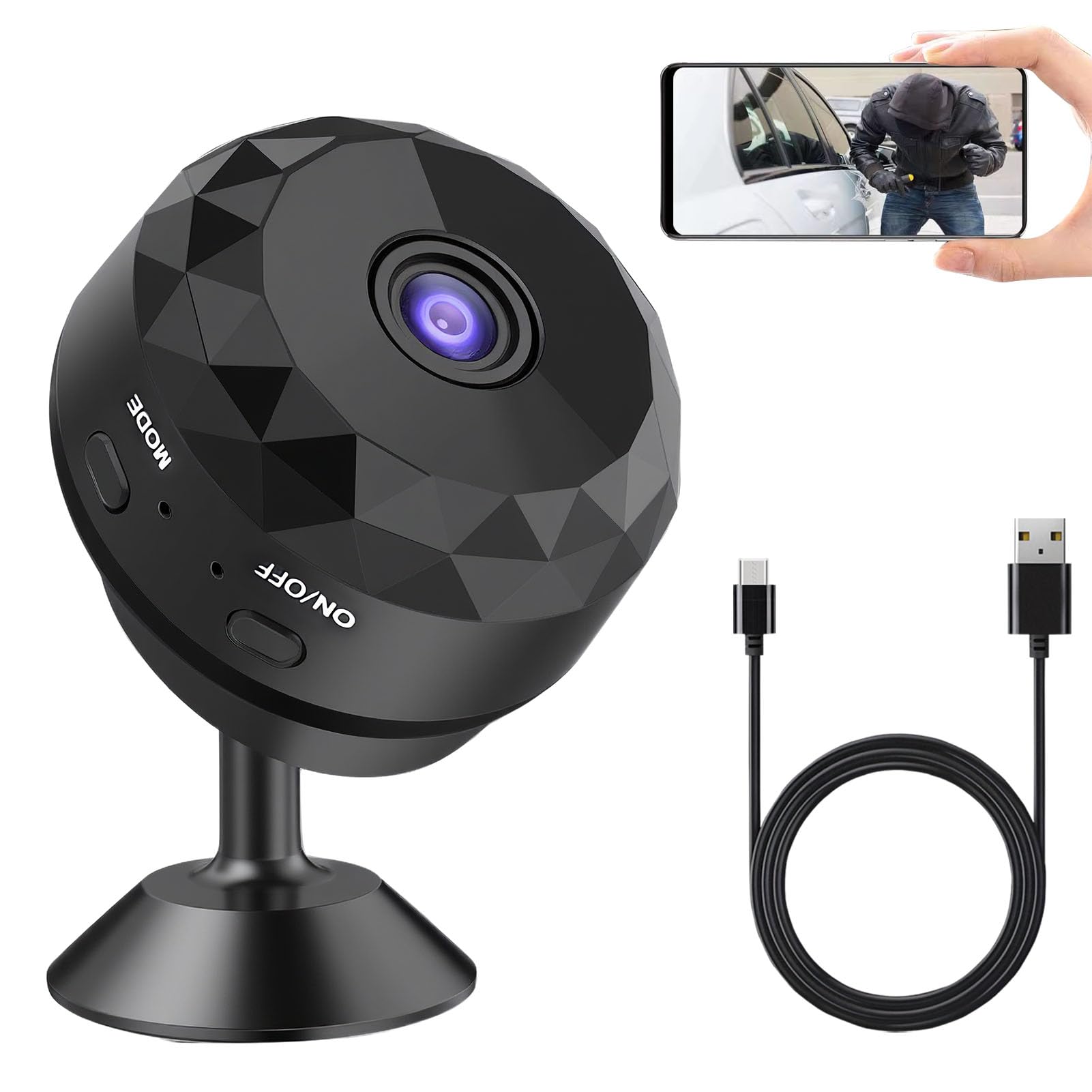 Mini Cámara Espía 1080P HD WiFi Oculta – Cámara de Seguridad Compacta con Audio y Vídeo en Vivo, Batería de Larga Duración, Soporte Magnético 360° para Interiores y Exteriores