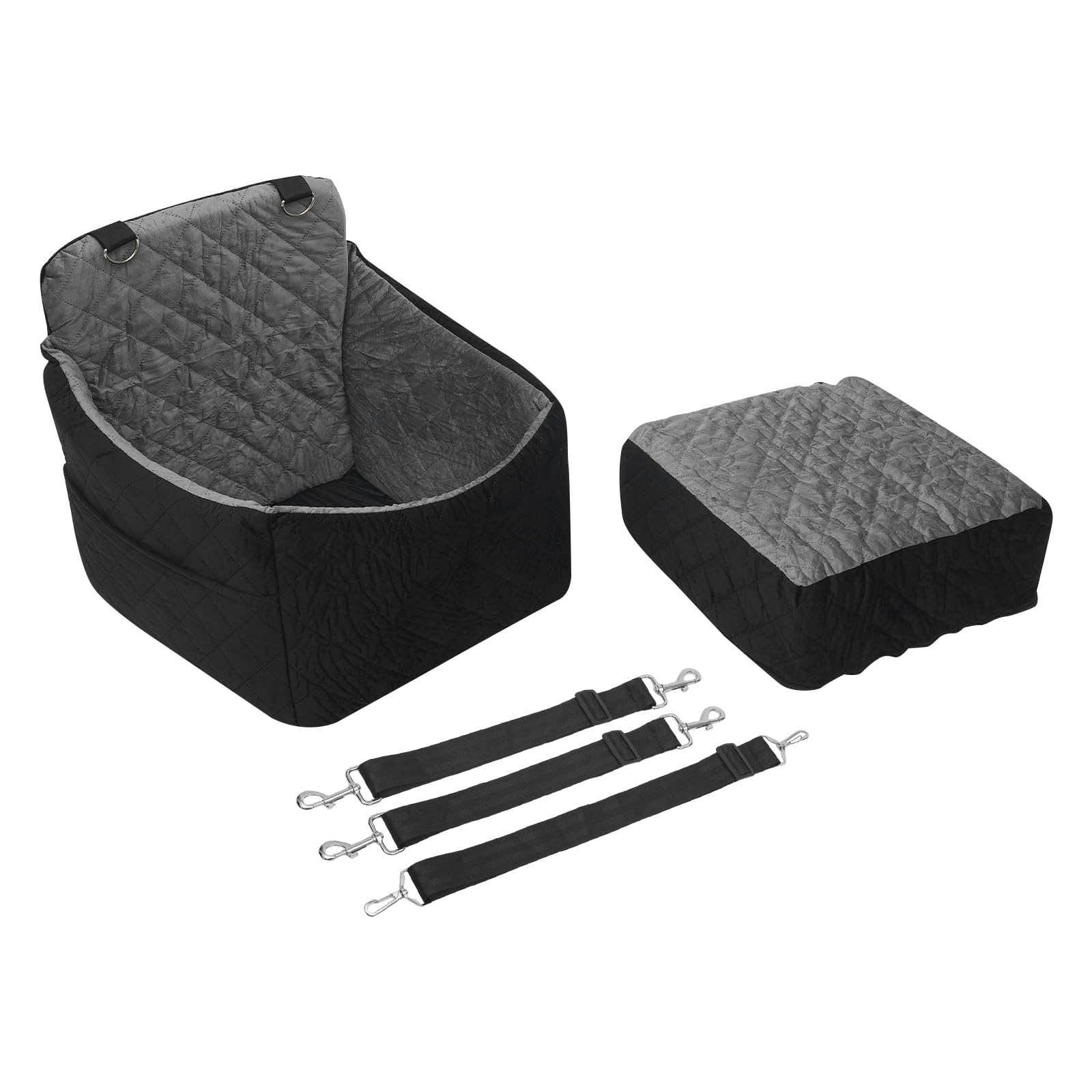 47 x 47 x 45 cm, fotelik samochodowy dla małych psów do 15 kg, nadaje się do prania, z pasami bezpieczeństwa i ochroną 360°, legowisko dla psa z flaneli i gąbki z kieszeniami do przechowywania (kolor