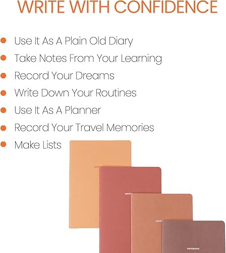 Miniatura 7 de Happy Hoos Diario de cuaderno (paquete de 8), A5, de 5.5 x 8 pulgadas, bonito juego de cuadernos con tapa de papel suave, diario de escritura fina
