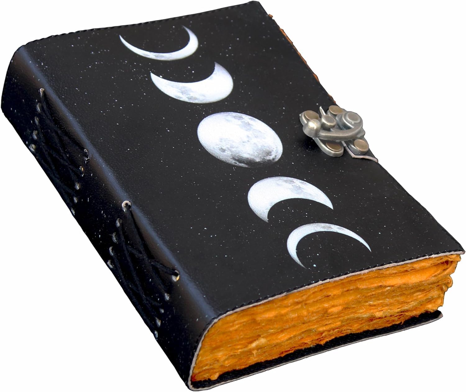 Grimoire Fazy Księżyca Dziennik Zaklęć, Księga Cieni, Artykuły Czarów, Skórzany Dziennik, Dziennik Vintage, Czarująca Księga Cieni, Pamiętnik, Dziennik, Dziennik (25 x 18, BIAŁY)