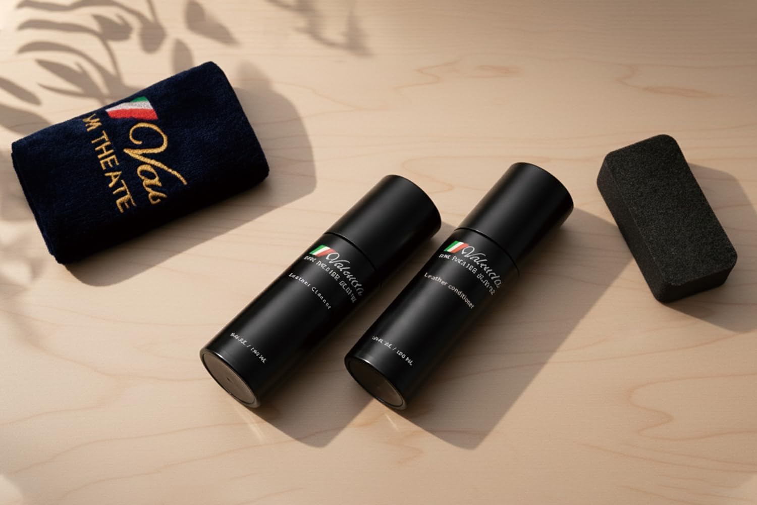 Valencia Leather Care Kit for Top Grain and Nappa Leather, Cleaner and Conditioner Set with Microfiber Cloth and Sponge, Leather Care for Furniture, Car Seats and Shoes