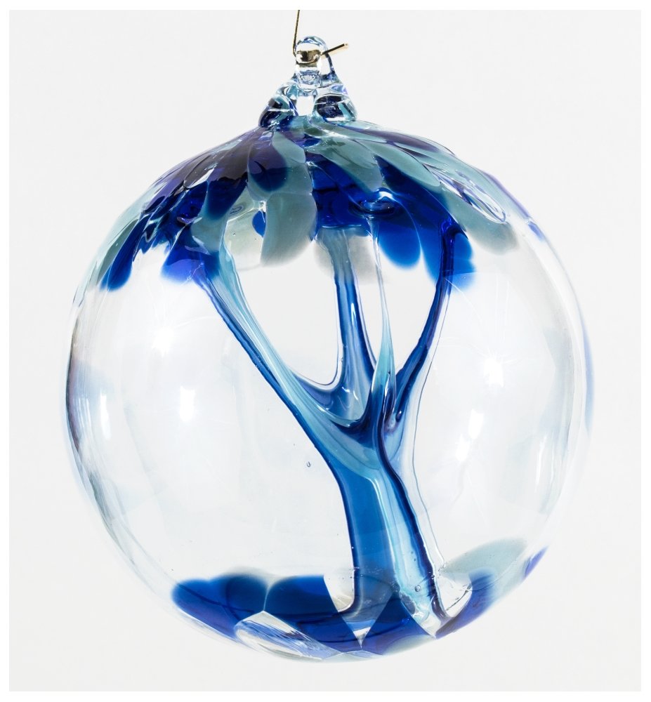 Milford Collection Aquamarine Tree Of Life Glass Globe Small