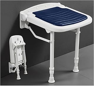 EEUK Sillas para Ducha Personas Mayores Plegable, Taburete de Ducha Regulable y Plegable Taburete Ducha para Mayores Regulable en Altura - Asiento bañera - Taburete Baño(Color:Azul)