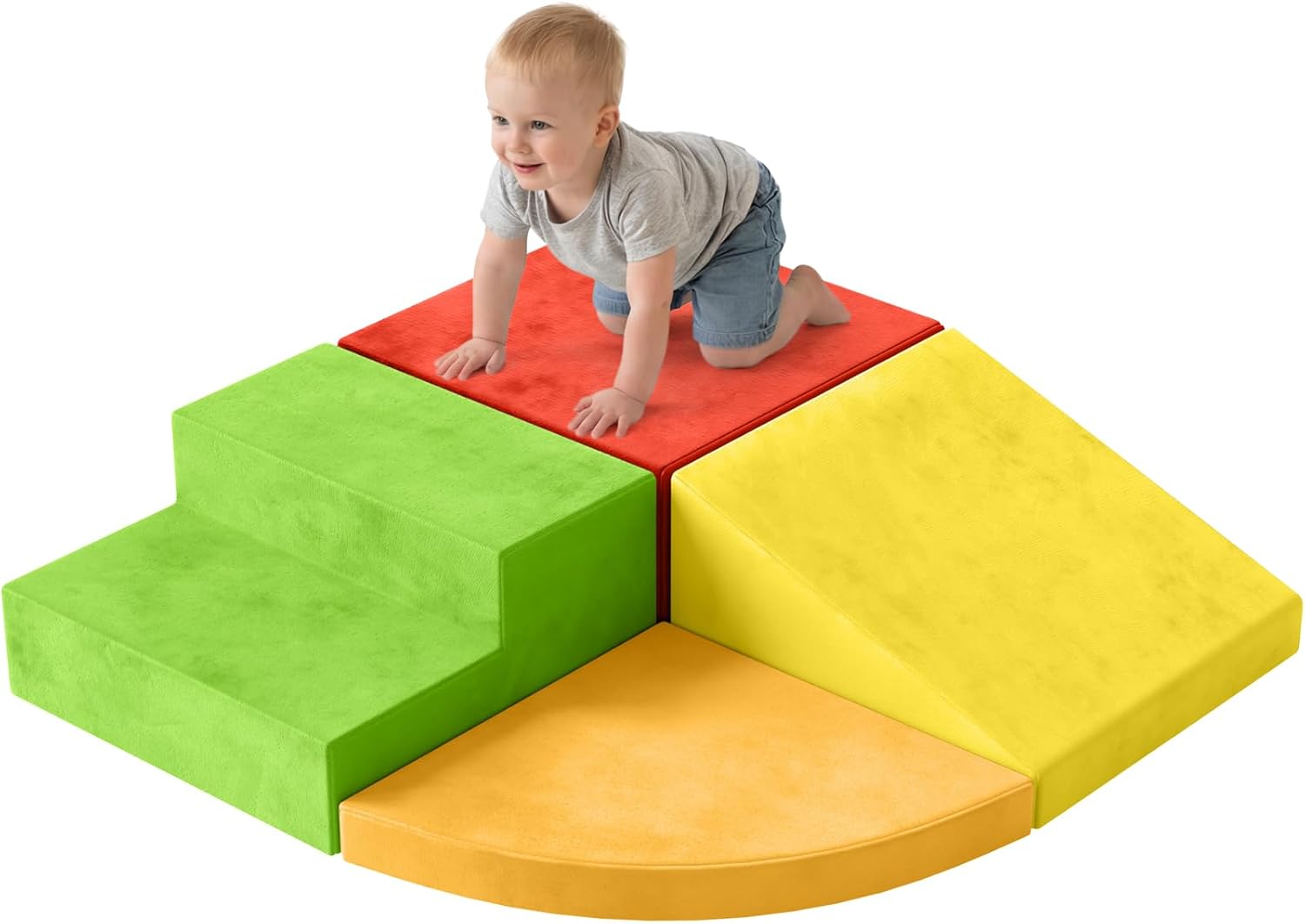 YENING Foam Climbing Blocks for Toddlers 1-3 Baby Climbing Toys for 1 Year Old Soft Play Set for Babies 6-12 Months Indoor 4 Piece