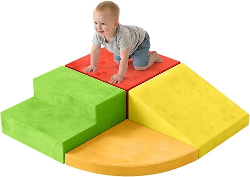 YENING Large Foam Climbing Blocks for Toddlers 1-3 Baby Climbing Toys for 1 Year Old Soft Play Set for Babies 6-12 Months Indoor 4 Piece