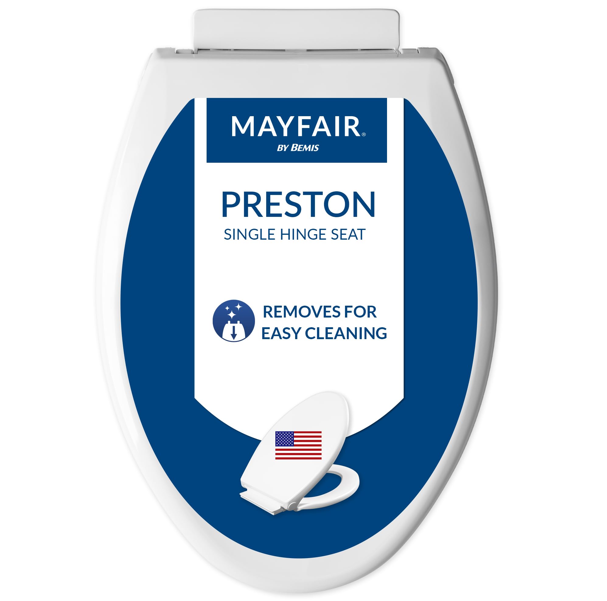 Mayfair 1898SLW 000 Preston Easy to Clean Single Hinge Toilet Seat, Colour: White, Elongated