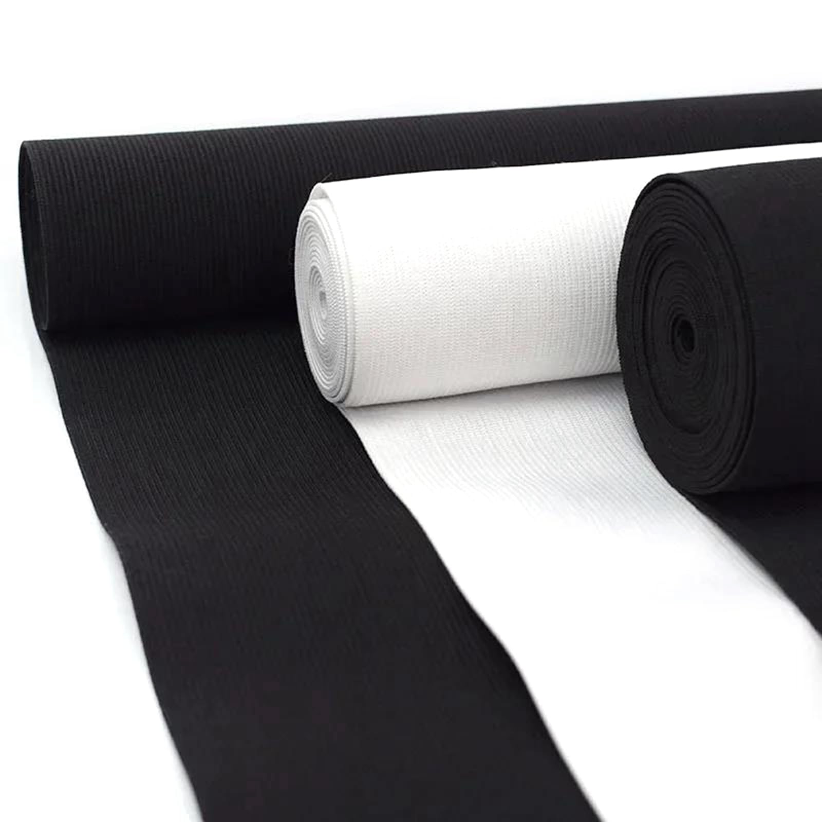 Bandas elásticas Banda elástica Ancha y Plana Banda elástica for la Cintura, 2 Metros (10/15/20/25 cm), Color Blanco y Negro, for Coser Ropa, Accesorios de Tela, Blanco, 10 cm(Schwarz,7cm)