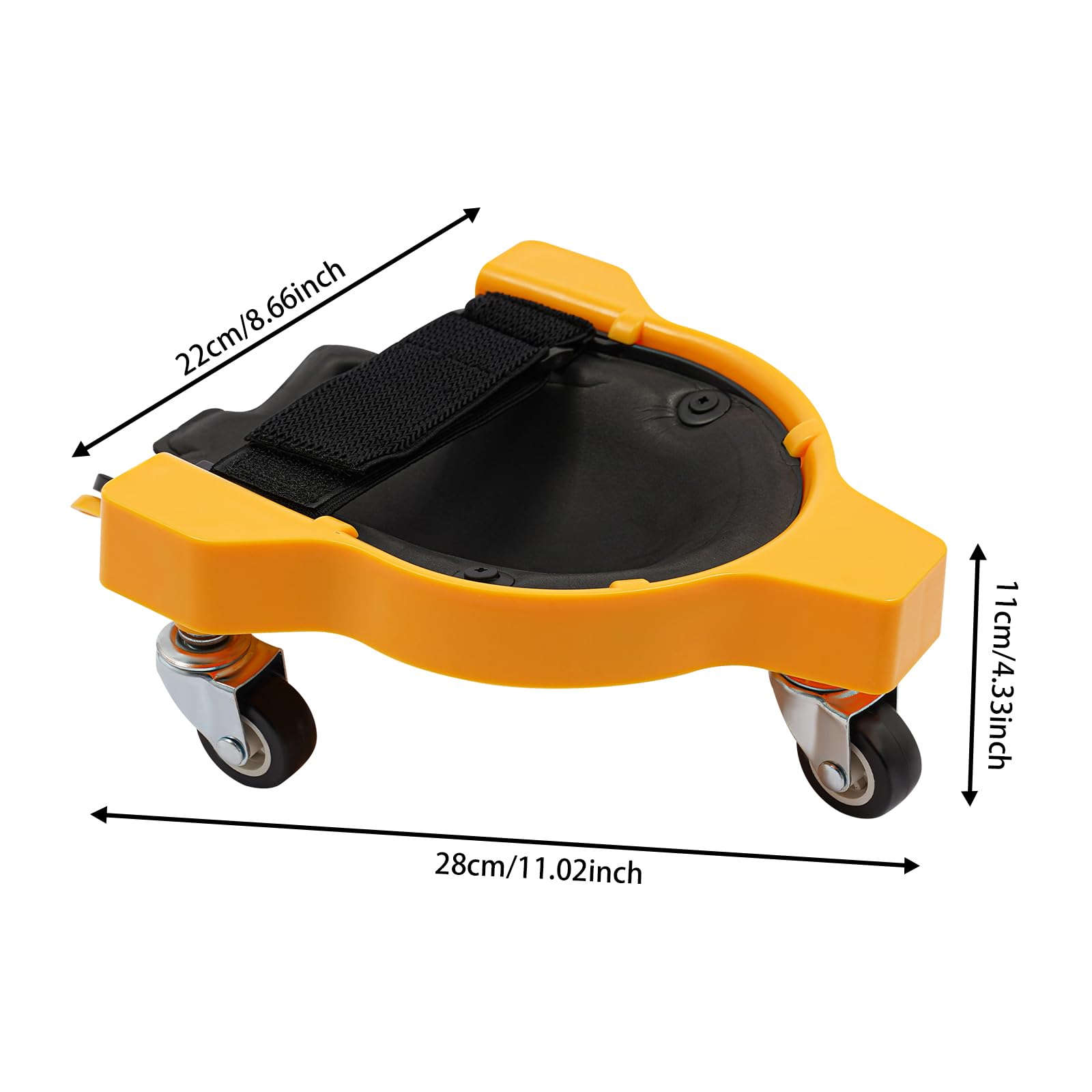 Lot de 2 genouillères roulantes avec 3 roues à 360 degrés et coussins en gel confortables, genouillères pour le travail, le chantier, avec sangles réglables, jaune