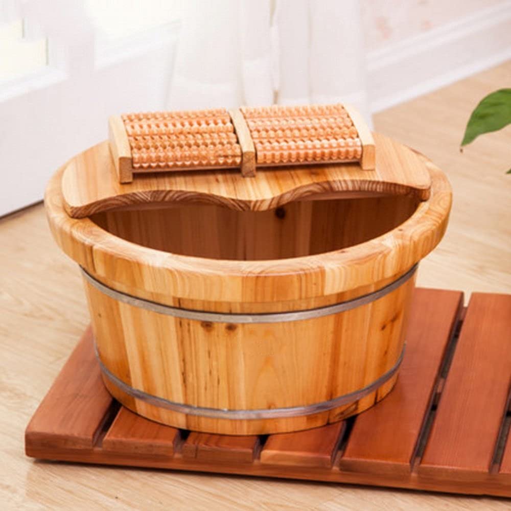 Buy Foot Spa Wooden Barrel Reducing stress Edging With Cover