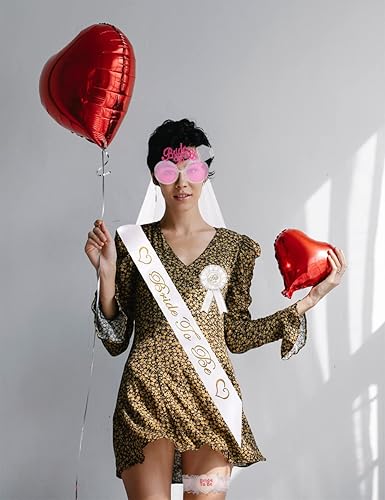 Miniatura 5 de Kit de novia para despedida de soltera: 1 velo de boda de novia en cascada con peine, 1 banda de satén para novia, 1 insignia, 1 cordón de pierna. 1