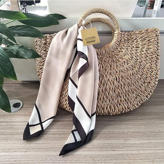 Kerchief Neck Scarf Women Square Kerchief, Silk Scarf Bandanas Headband 23.6x23.6 inch4