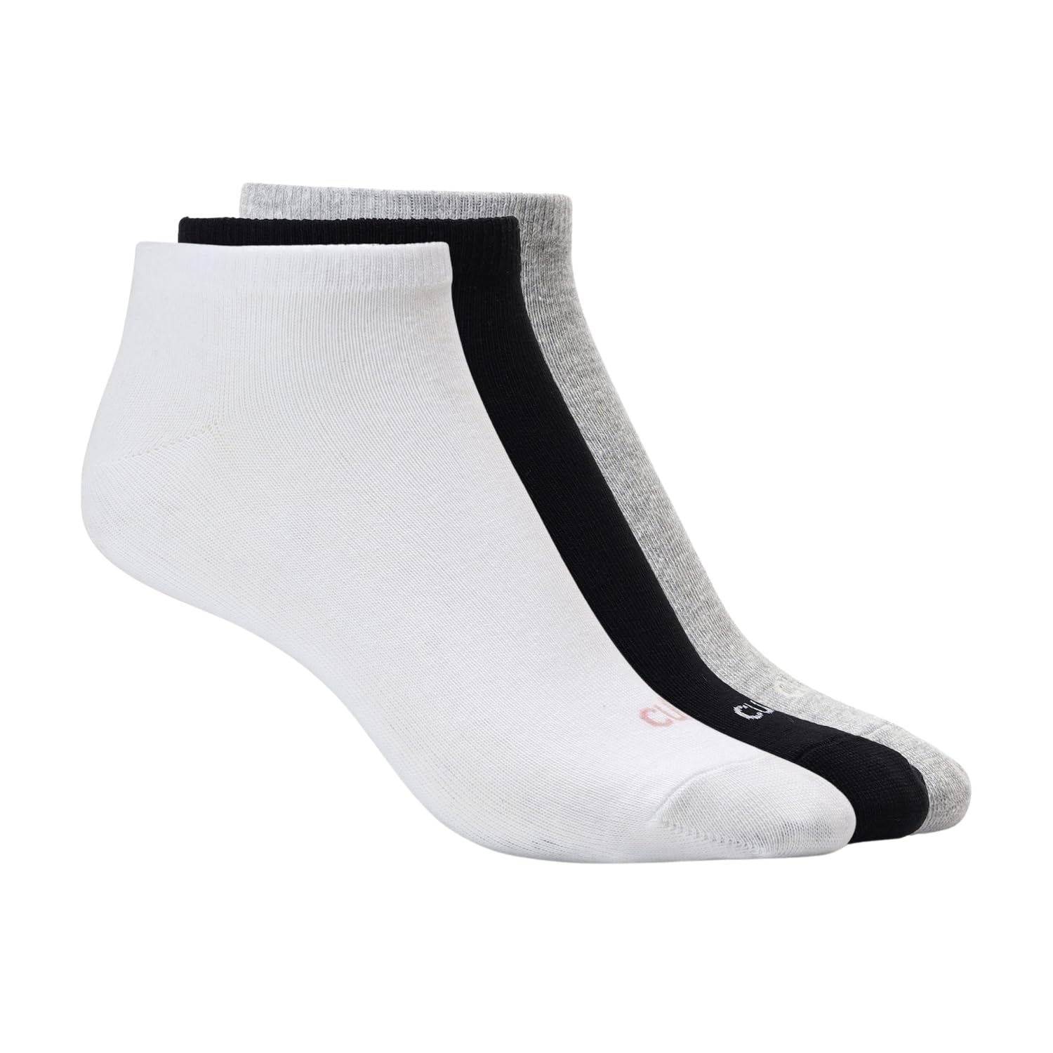CULT Women's Casual Low Ankle Cotton Socks - Ultra Soft, Comfortable, Anti-Microbial, Pack of 3 (White, Black & Grey)
