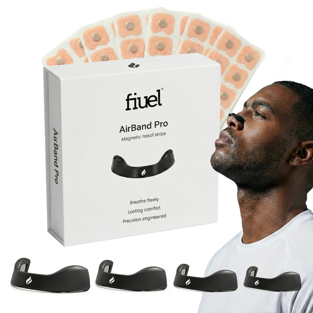 Bandes Nasales Magnétiques – Dilatateur Nasal Réutilisable pour Dormir, Sport et Respiration | AirBand Pro | Adhésif Médical Henkel | Kit 30 Jours
