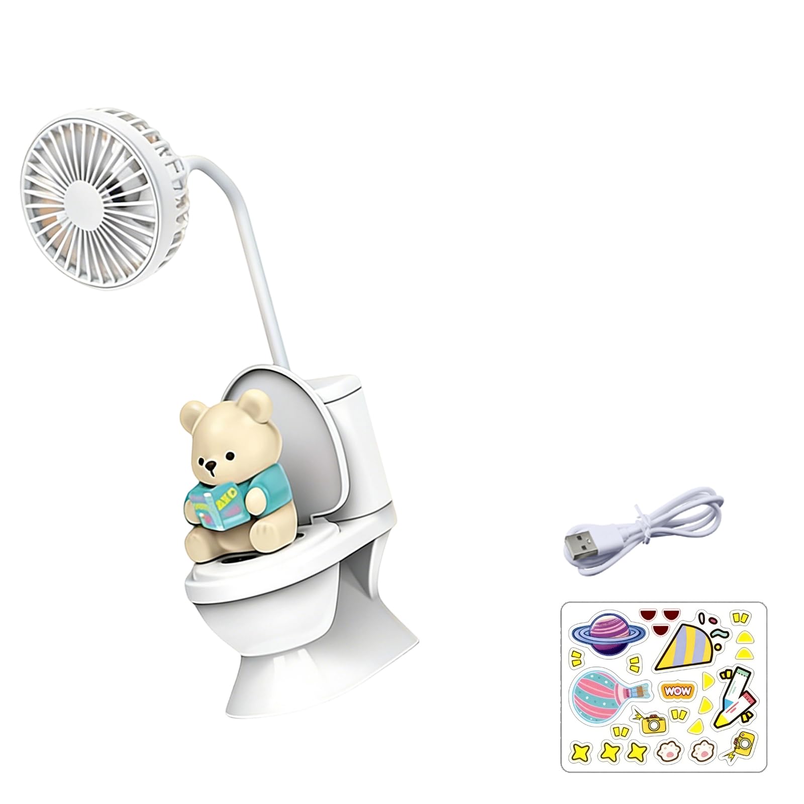 CAZSTYK Toilet Shaped USB Desk Fan with Quiet Operate USB Rechargeable Cooling Fan for Offices and Home Use Quiet Offices Desktop