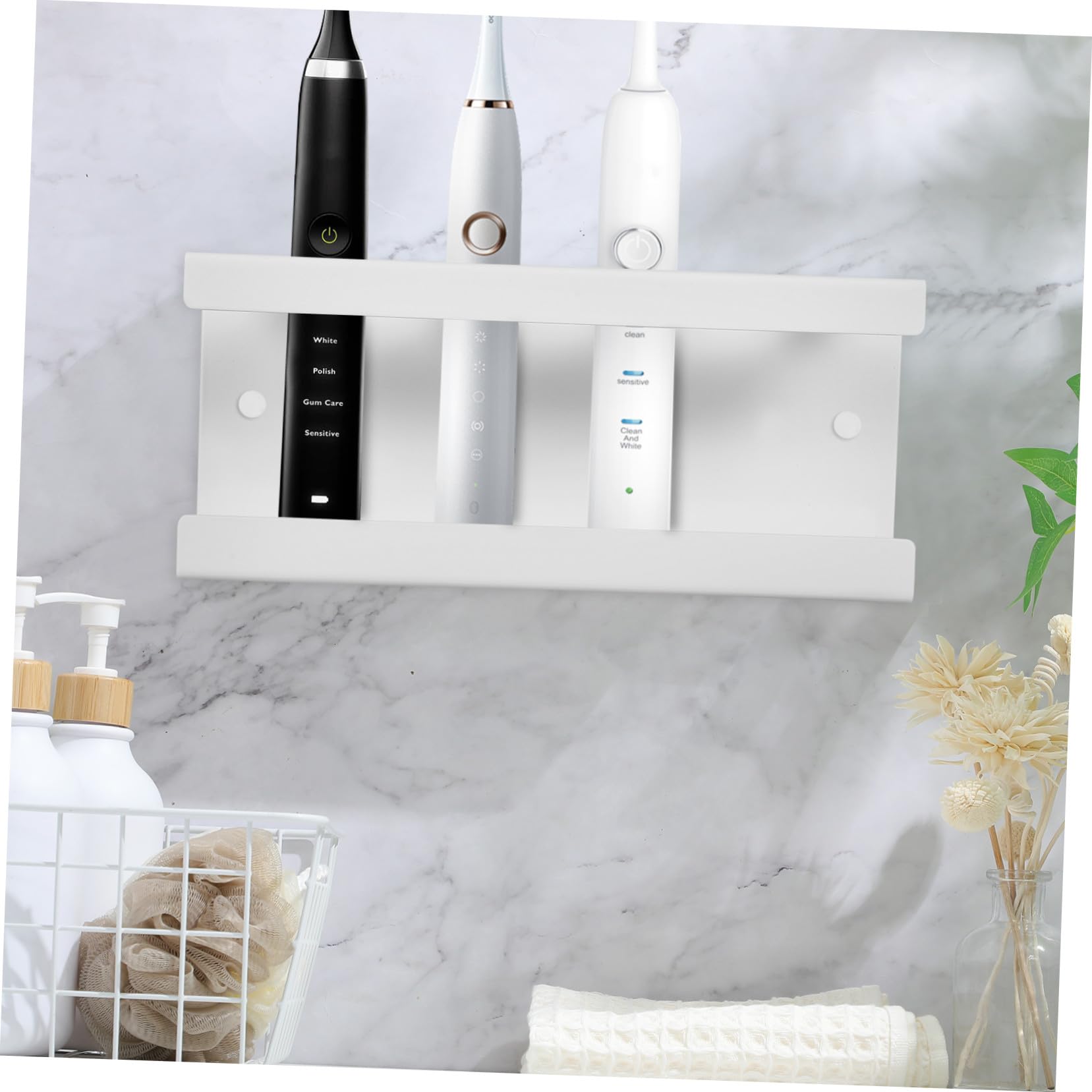 Sosoport Spazzolino Elettrico da Parete Scomparti in Acciaio Inossidabile Organizer Bagno con Supporto Stabile e Design Moderno Adatto per Spazzolini Elettrici e Manuali