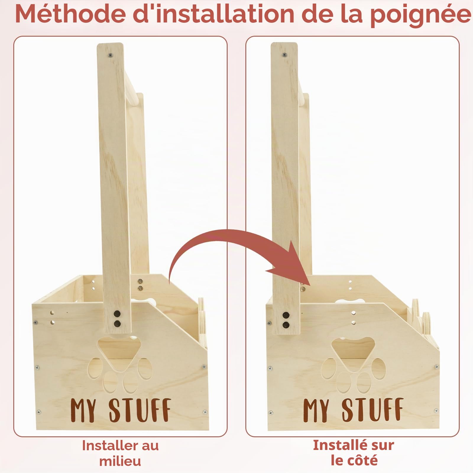 Panier en bois pour bébé avec poignée et 5 cintres pour enfants - Armoire de rangement polyvalente pour bébé - Panier de rangement pour nouveau-né - Pour anniversaire, fête prénatale, Noël, nouveaux