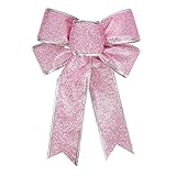 2 Pieces Glitter Christmas Bows (Pink)
