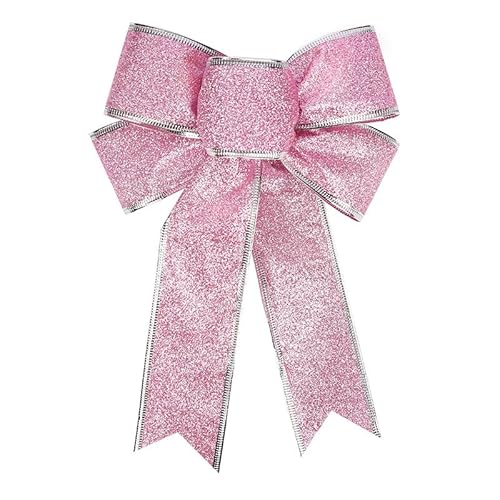 2 Pieces Glitter Christmas Bows (Pink)