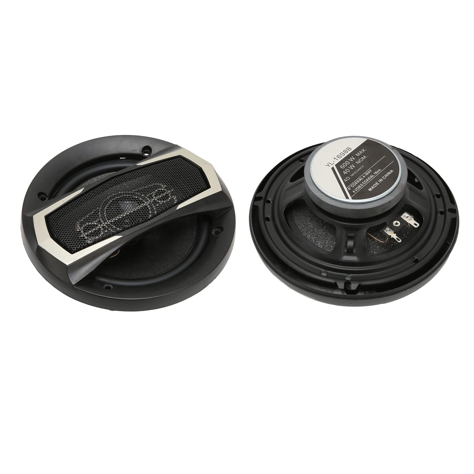 2Pcs Car Loudspeaker, 6inch 600W High and Low Sound Stereo Speaker Voice Coil Heatsink Design Coaxial Car Speakers for Car Modification