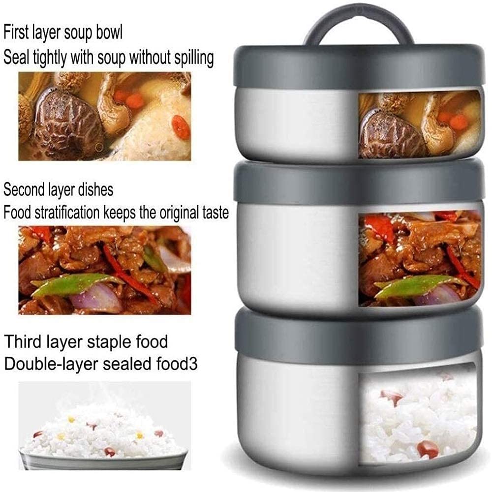 BentoLunchbox Auslaufsichere Isolierflasche Thermobehälter mit Isoliertasche, Edelstahl vakuumisoliert, 1,5 l/2 l, geeignet für Arbeit, Schule, Picknick, Bento-Stil, Mittagessen Lösung O (1,5 l|blu