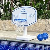 Dahivs Pool Basketball Hoop, Oversized Poolside Basketball Hoop for Swimming Pool Basketball Game, 34'x34'x42.2' Water Basketball Hoops with Lengthen Base/ 2 Balls/Pump, Made for Teens, Adults.