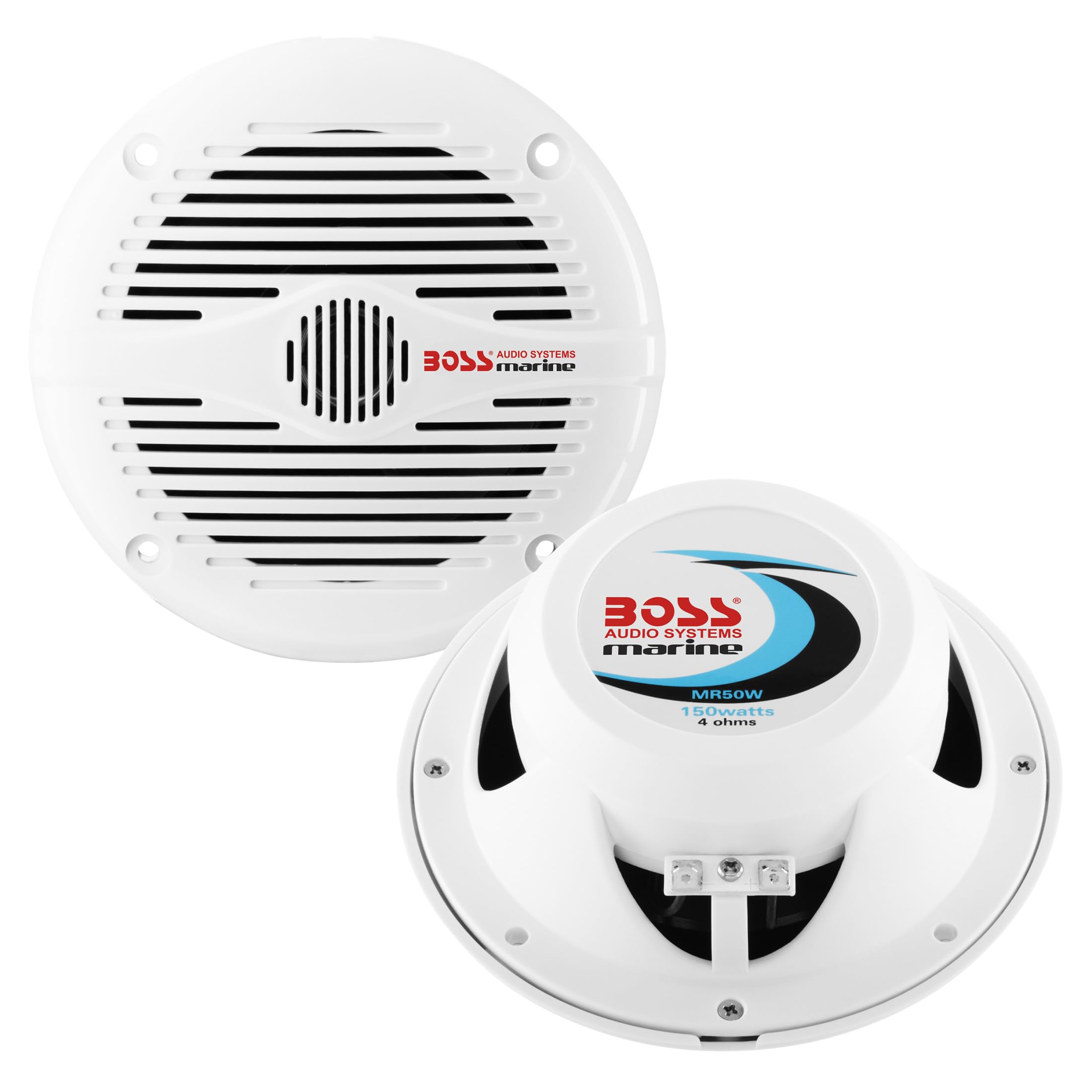 BOSS Audio Systems MR50W 5.25 Inch Marine Speakers (Pair), 150 Watts, 2 Way