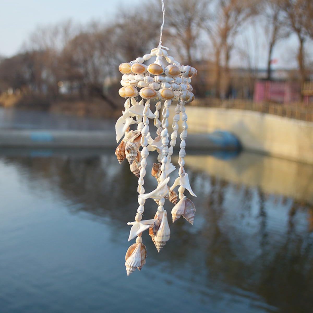 Conch Sea Shell Wind Chime, Shell Wind Chimes, Hanging Ornament Wall Decoration for Indoor/Outdoor Decor Home, Balcony, Garden (Style 2)