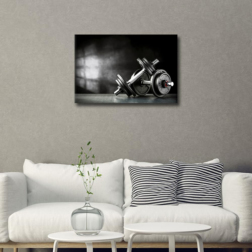 TISHIRON Fitness Bodybuilding Canvas Wall Art for Bedroom Sports Theme Wall Paintings for Living Room Gym Equipment Office Modern Wall Art Pictures Print On Canvas Giclee Framed Ready to Hang - Image 4