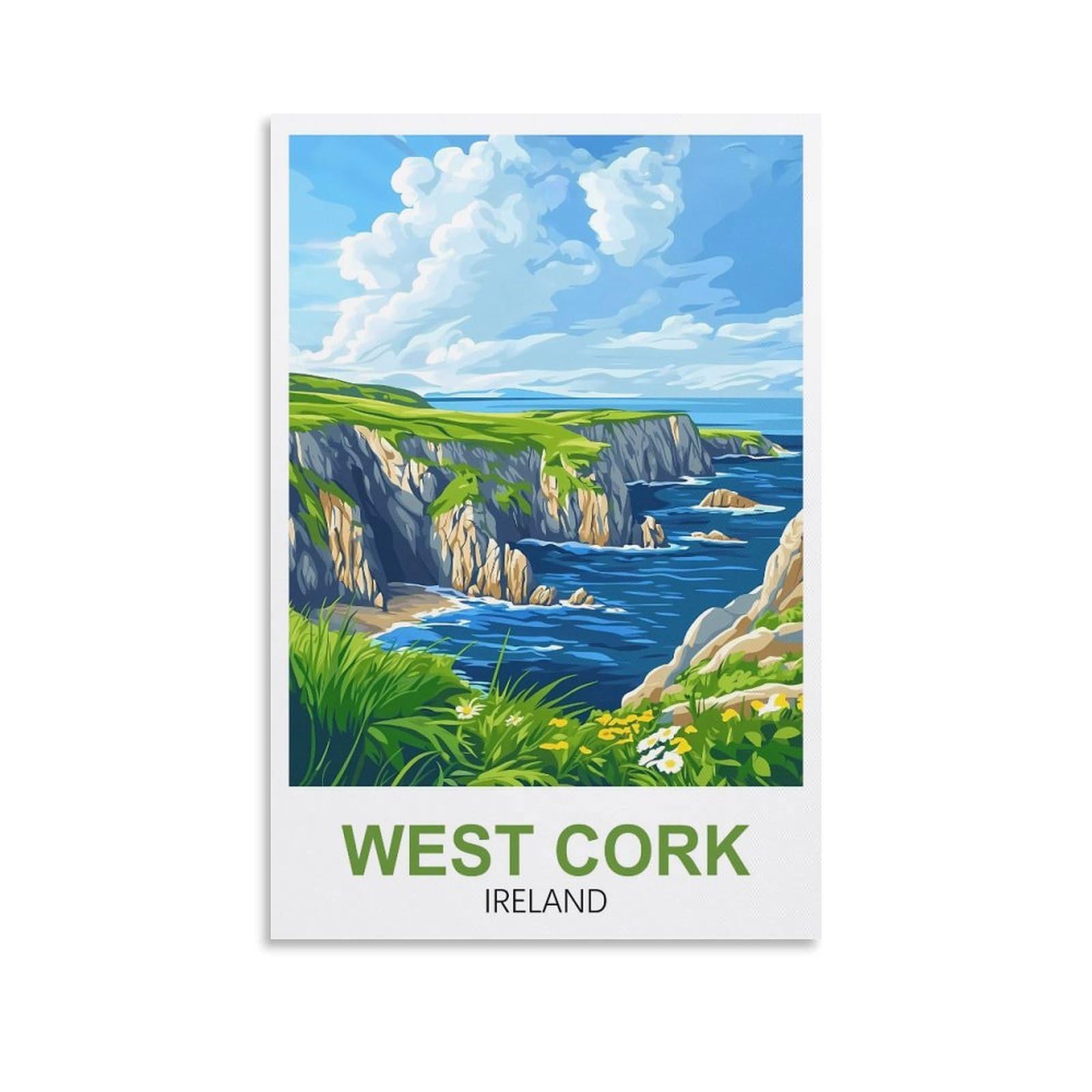 EZMLFA 5D Diamond Art Kits for Beginner,West Cork Ireland Kits for Adults and Kids, Full Drill Round Rhinestone Paint with Diamonds,DIY 5D Diamond Art 50x60cm
