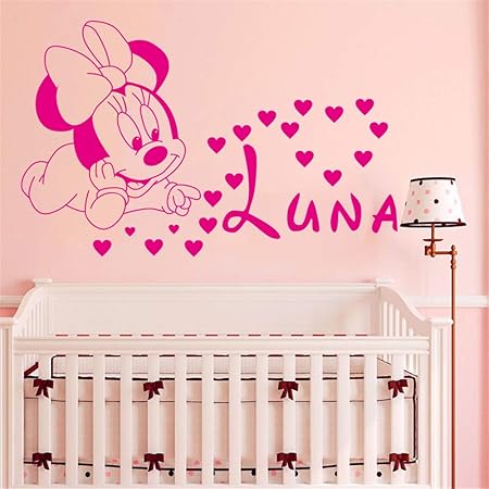 Autocollant Mural Sticker Mural Mickey Mouse Wall Sticker Decal Decoration De La Maison Creative Diy Mignon Mickey Mouse Minnie Bebe Personnalise Enfants Nom Bebe Pour Enfants Chambres Amazon Fr Cuisine Maison