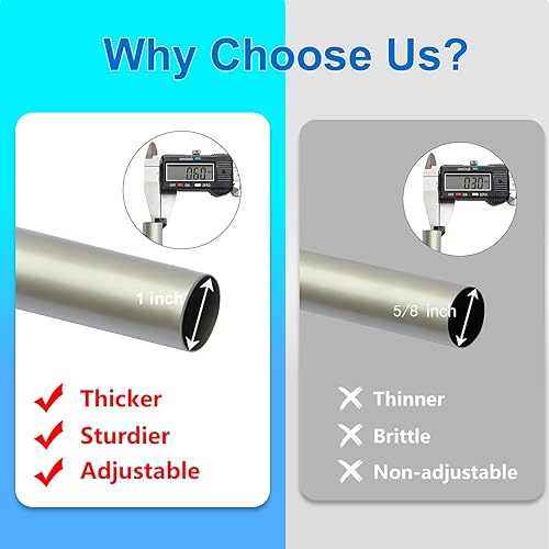 Miniatura 5 de Byondeth Barras de cortina para ventanas de 16 a 88 pulgadas de longitud ajustable, barra de cortina de ventana de 1 pulgada de diámetro con tapa de