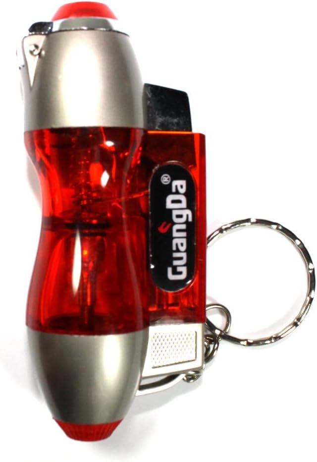 Red Hourglass Transparent Key Chain Single Flame Refillable Butane Torch Lighter 3 Inch
