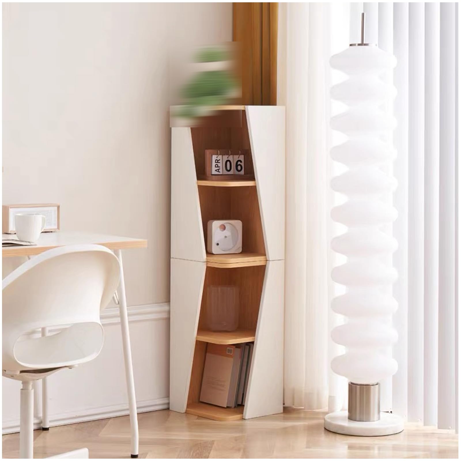 Hoher schmaler Eckschrank, Bücherregale/Eckbücherregal mit offenem Regal, Bücher Zeitschriften CD, Vitrine für Wohnzimmer, Schlafzimmer, Bibliothek Küche, Haushalt & Wohnen