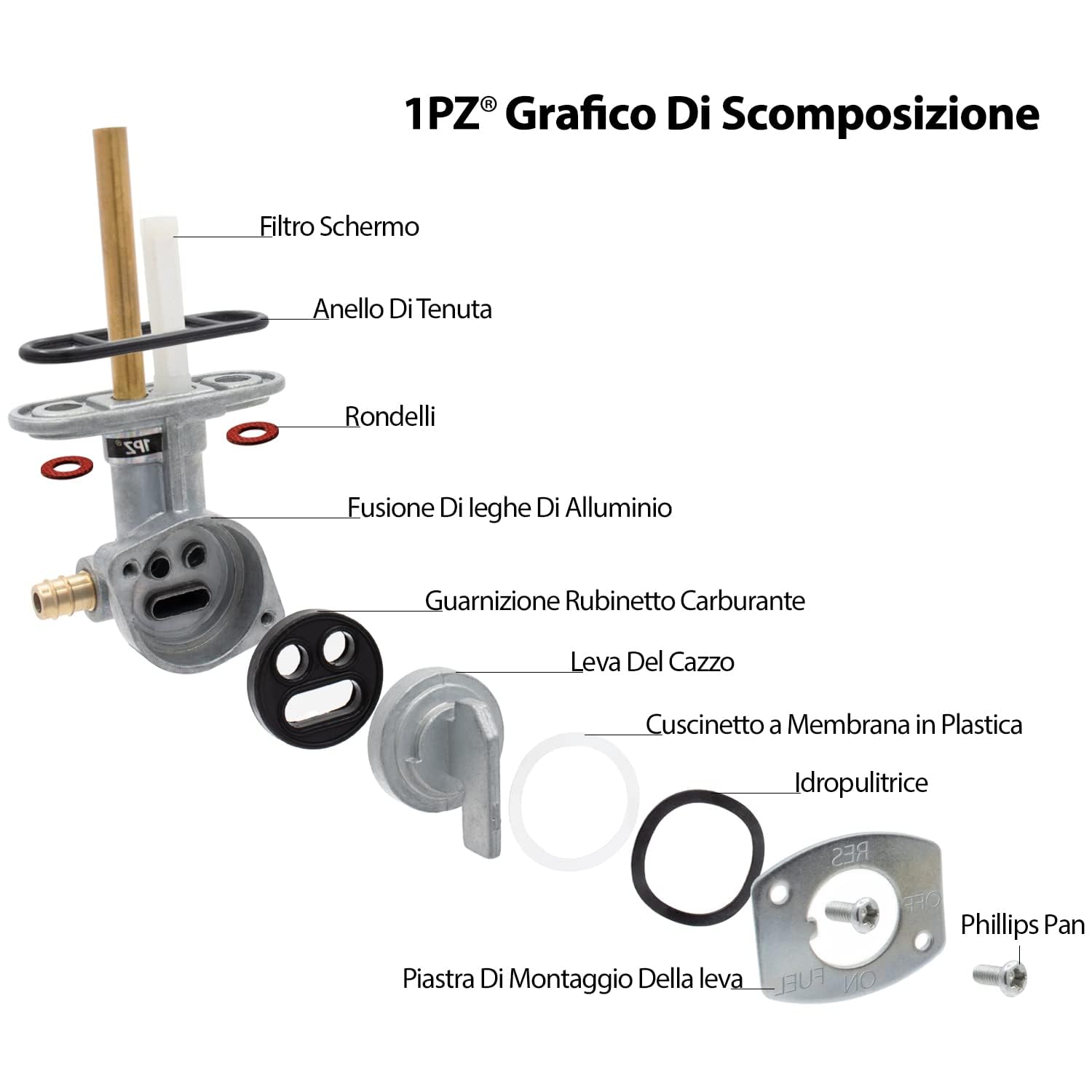 1PZ Rubinetto Benzina Carburante per Yamaha Banshee YFZ350 Grizzly YFM660 | Ricambio Interruttore Benzina con Funzione di Commutazione