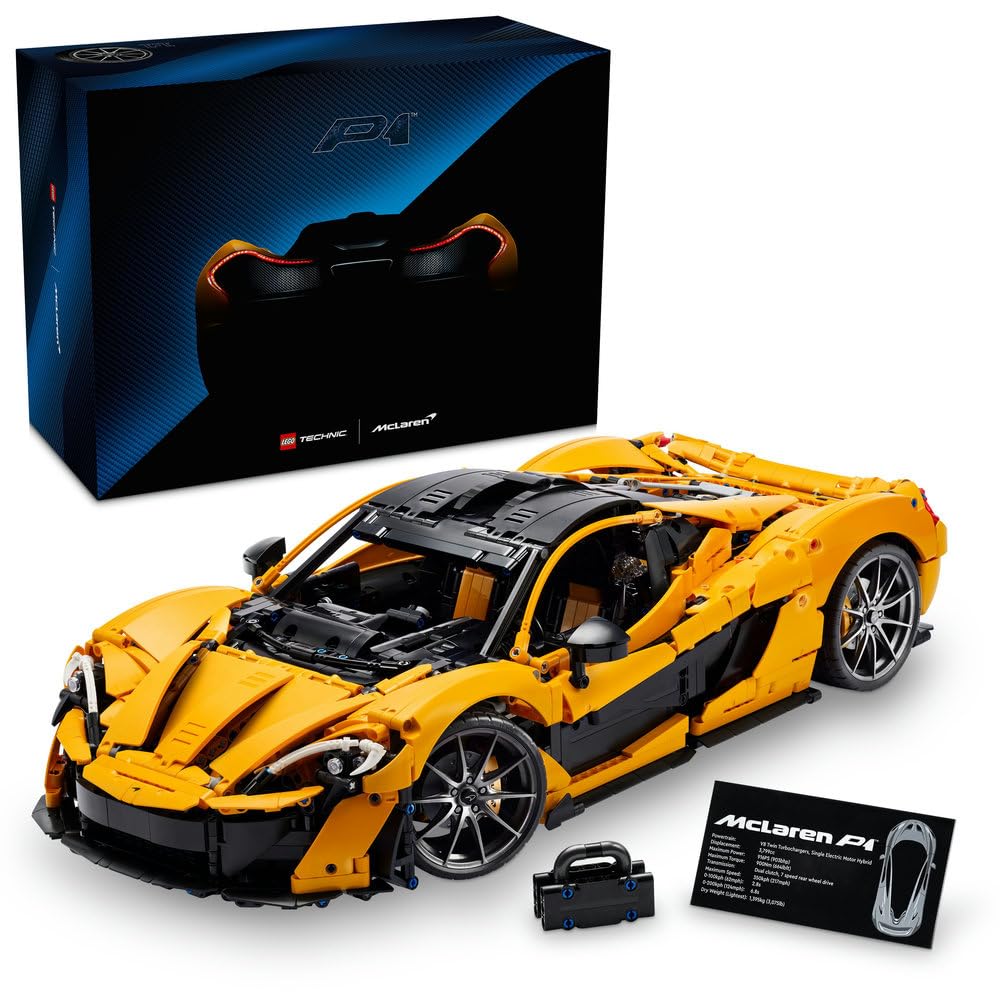 LEGOTechnic McLaren P1 Hypercar Building Set, Scale Model Car Kit for Adults to Build, Collectible Vehicle with V8 Piston Engine and 7-Speed Gearbox, Gift for Men, Women, Him or Her 42172