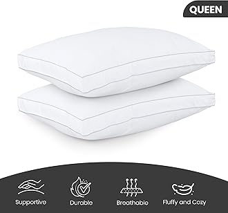 Utopia Bedding Gusseted Pillow (2-Pack) Bed Pillows - Side Back Sleepers - White Gusset - Queen - 18 x 26 Inches