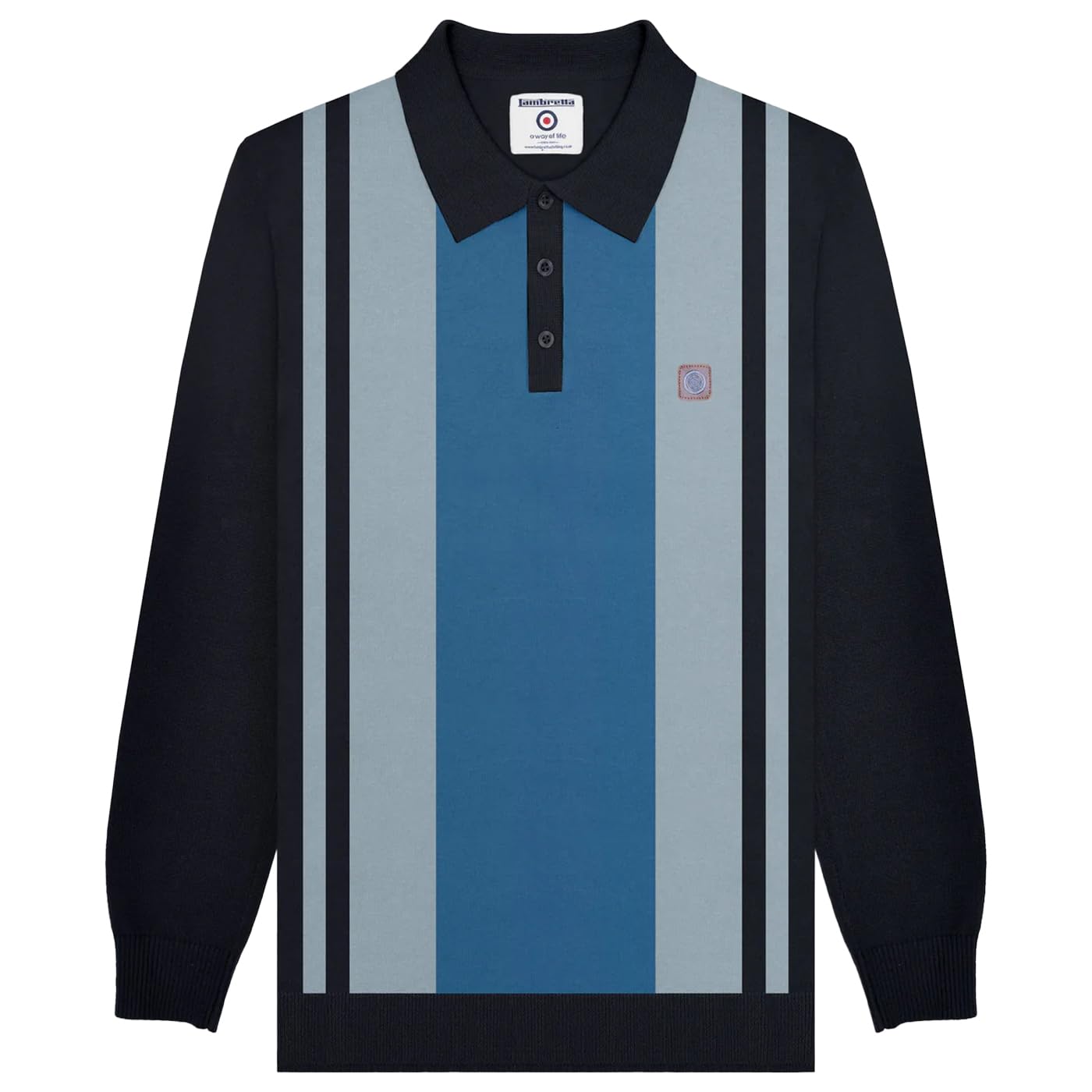 Lambretta Mens Retro Knitted Polo (UK, Alpha, XXL, Regular, Regular, Navy Blue)
