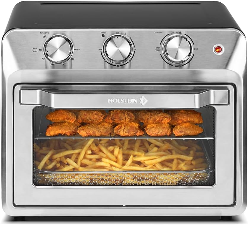 Holstein Housewares 21QT Air Fryer Oven. Multi-Function Countertop Oven for Toast, Bake, Broil, Roast & Air Fry with Glass Door, Timer & Dishwasher Safe Accessories. Large 6 Slice Capacity Holstein Housewares 21QT Air Fryer Oven. Multi-Function Countertop Oven for Toast, Bake, Broil, Roast & Air Fry with Glass Door, Timer & Dishwasher Safe Accessories. Large 6 Slice Capacity