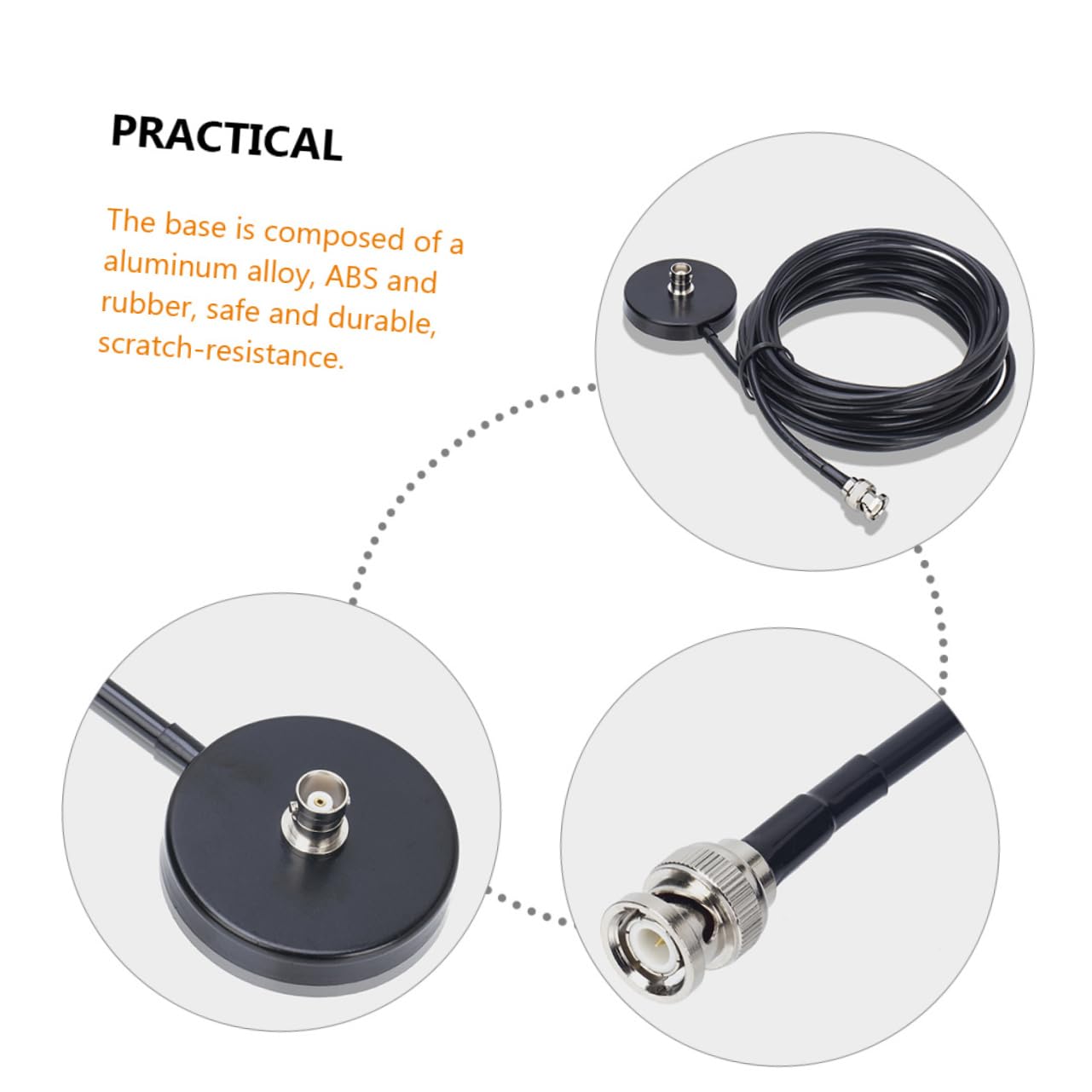 HOMSFOU 5m Base Magnética para Antena Montaje para Coche Soporte De Radio Cable