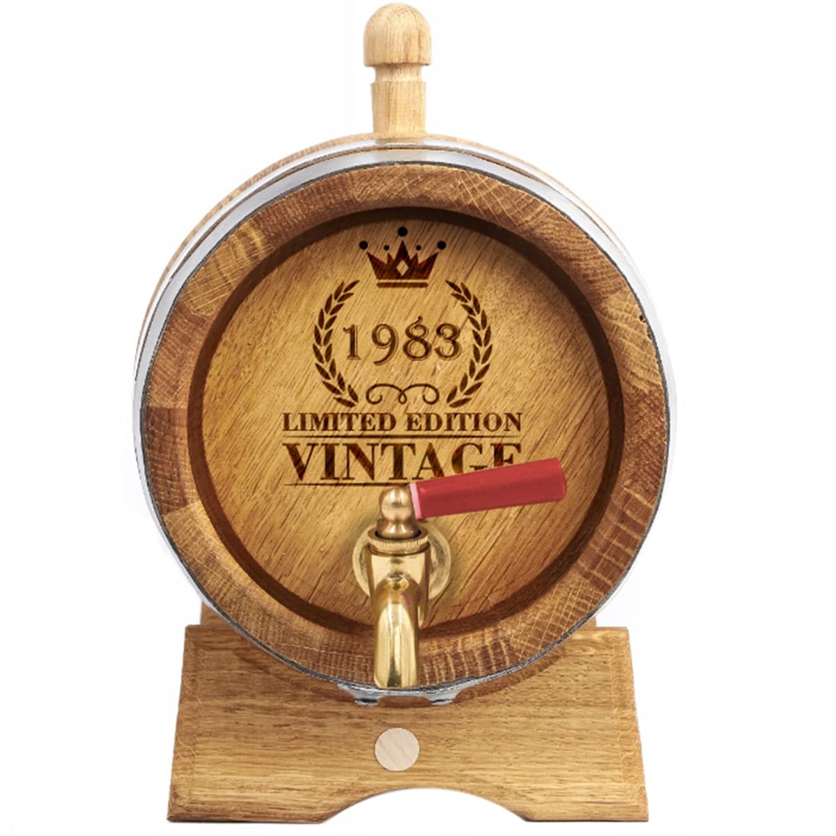 Tonneau en bois de 3 litres avec gravure au choix – Fût pour vin, cognac, scotch, bourbon – pour le vin maturé, whisky, scotch – avec robinet et bloc en bois
